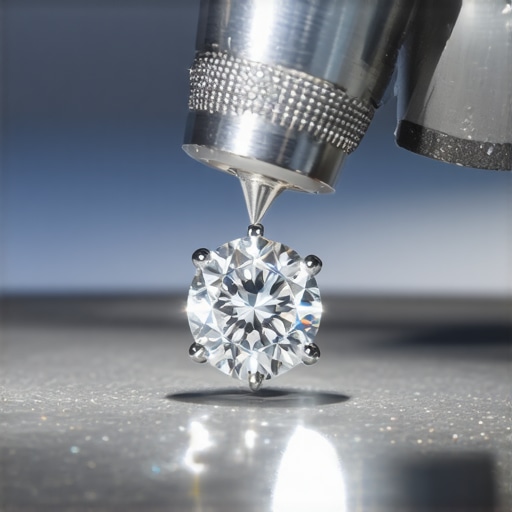Jeweler Inspecting a Diamond Under Microscope Jeweler examining a gemstone with specialized tools for detailed appraisal.