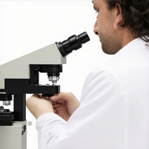 Jeweler analyzing gemstone with spectroscopic tools in a professional setting