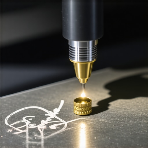 Jeweler performing laser engraving on jewelry piece showcasing craftsmanship.