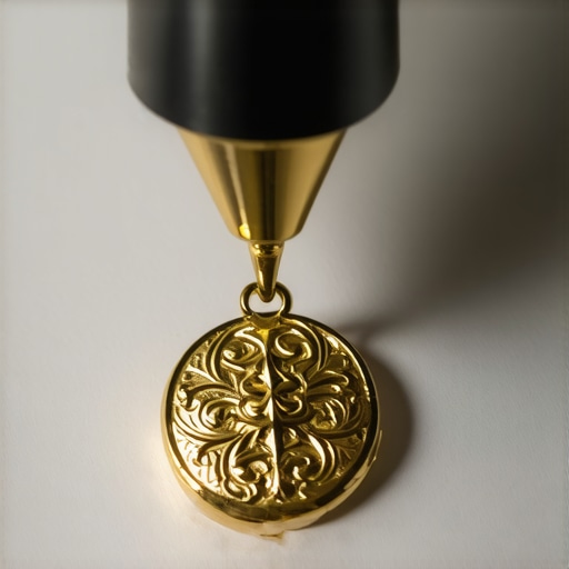 Jeweler using laser engraver on a gold jewelry piece demonstrating precision engraving techniques