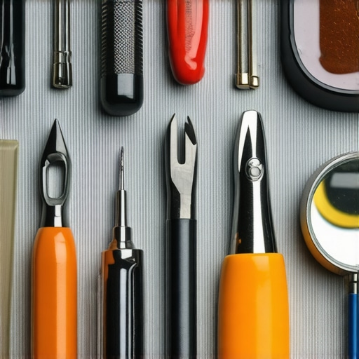 A set of high-quality jewelry repair tools including pliers, needles, magnifier, and torch on a workbench.