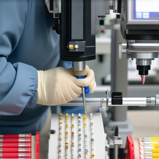 Jeweler cleaning and calibrating jewelry tools in a bright workspace.