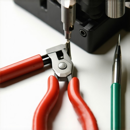 Jeweler's Tools for Long-Lasting Repairs Close-up of professional jewelry repair tools including pliers and engraving equipment on a workspace.