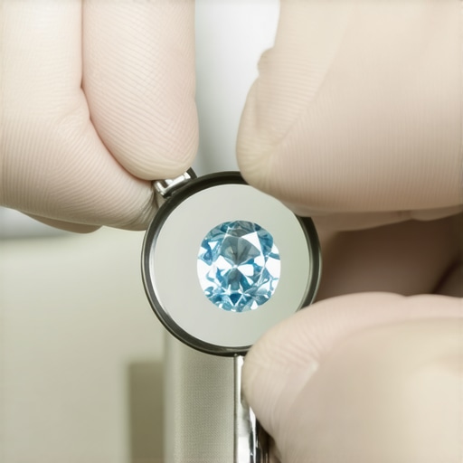 Jeweler inspecting a gemstone using magnifying tools for quality assessment