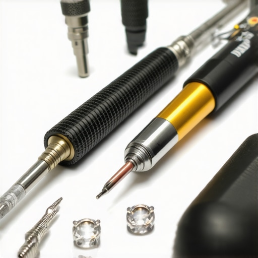 Close-up view of advanced jewelry repair and engraving tools set up for precision work
