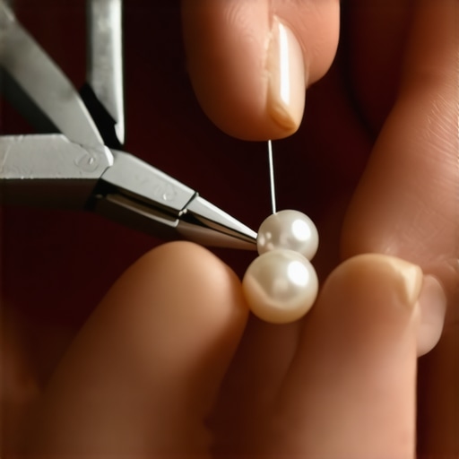 Restringing Pearls with Poly-Cord Hand restringing pearl necklace with Poly-Cord and needle.